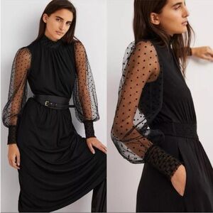 knee length dresses for ladies Boden Black Naomi Long Sleeve Midi Dress US 2 R Womens main image 1